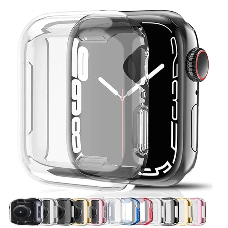 Silicone Bumper Case & Screen Protector for Apple Watch – 44mm/40mm/45mm/41mm/42mm/38mm, iWatch Series 3–9, SE, Non-Slip Guard