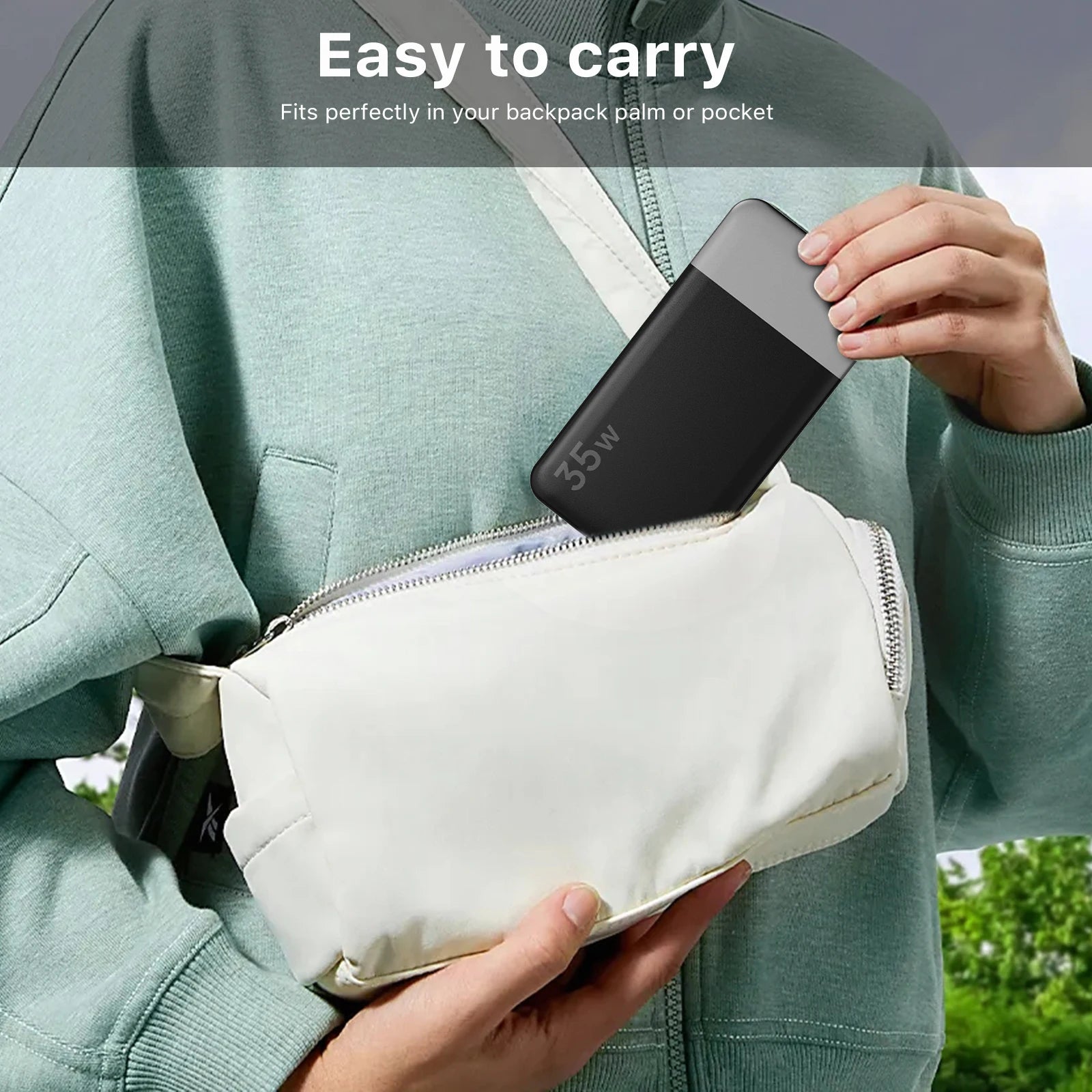 35W Waterproof Power Bank 10000mAh with LED display for iPhone/Galaxy