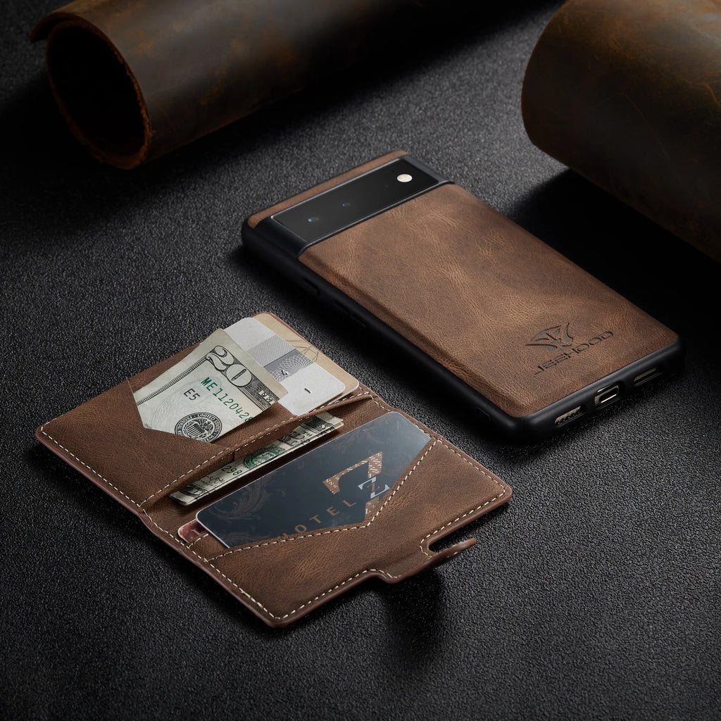 Leather Wallet Case with Card Slot & Magnetic Closure for Google Pixel 7 / 6 Pro, Pixel 6 – Compatible with Pixel 5a / 5G