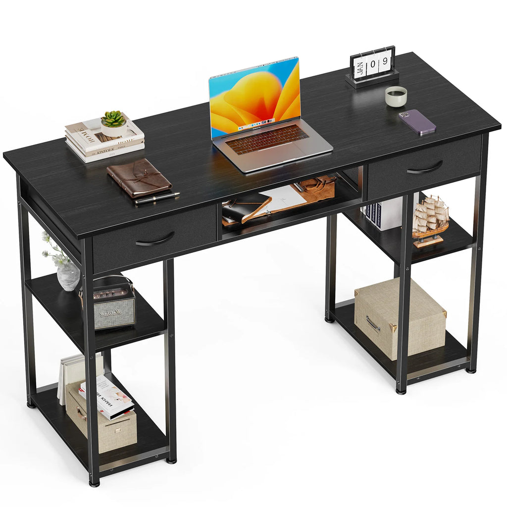 Wooden & Metal Convertible Desk – Small-Space Computer Table for Home Office/Bedroom, Writing/Study, Hotel Applications