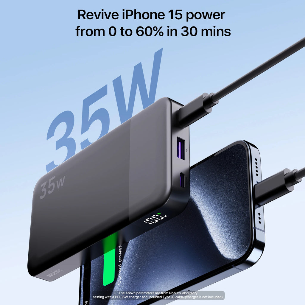 35W Waterproof Power Bank 10000mAh with LED display for iPhone/Galaxy