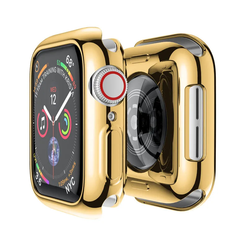 Silicone Bumper Case & Screen Protector for Apple Watch – 44mm/40mm/45mm/41mm/42mm/38mm, iWatch Series 3–9, SE, Non-Slip Guard