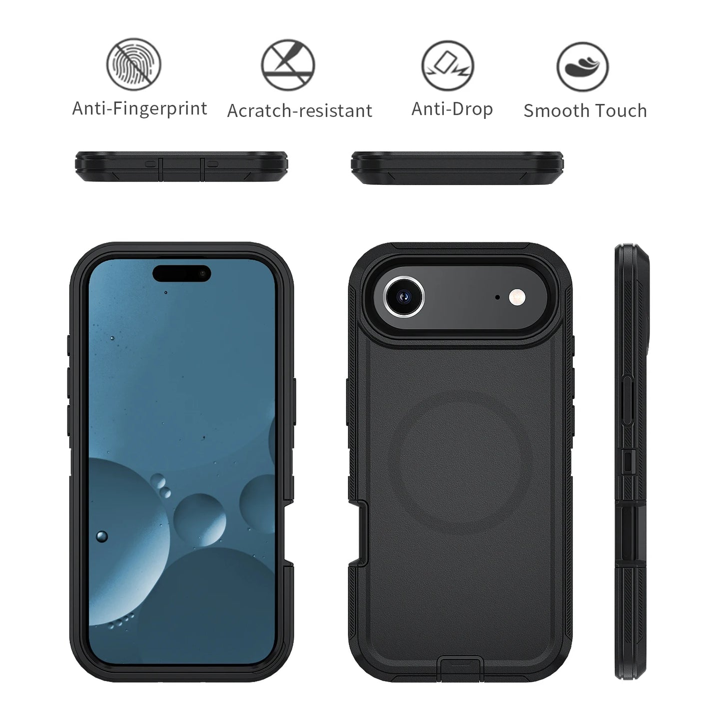 Magnetic 3-in-1 Defender Case for iPhone 17 Air — Shockproof, Dustproof, TPU+PC, Anti-Fall, Anti-Scratch with Holder