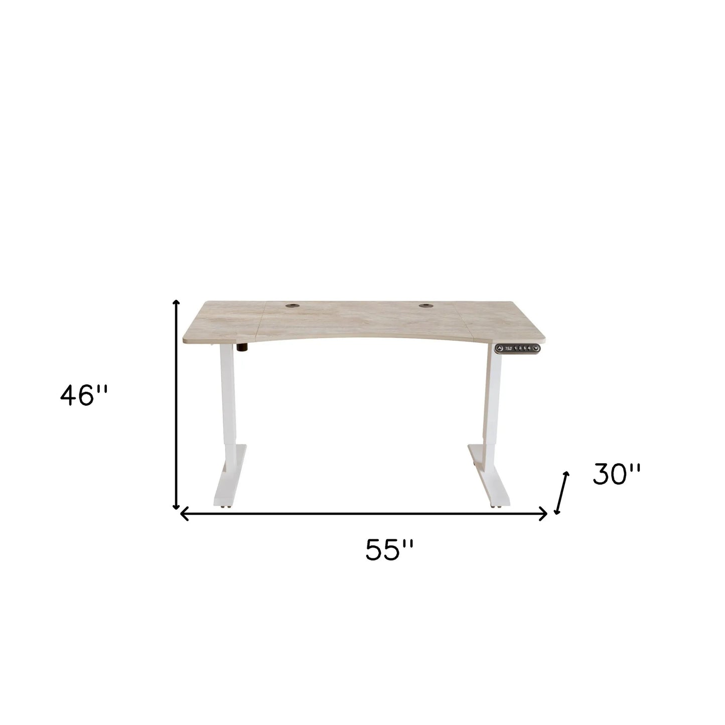 Adjustable Computer Desk HMS 55 – Light Khaki/White, Modern, Ergonomic Workspace