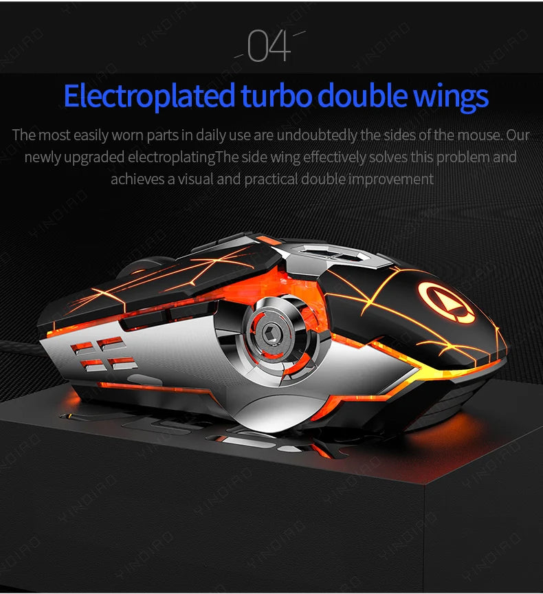 Ergonomic Wired Gaming Mouse — RGB, LED Backlit, 3200dpi, 6-Button, USB, Silent/Mute Mause for PC/Laptop