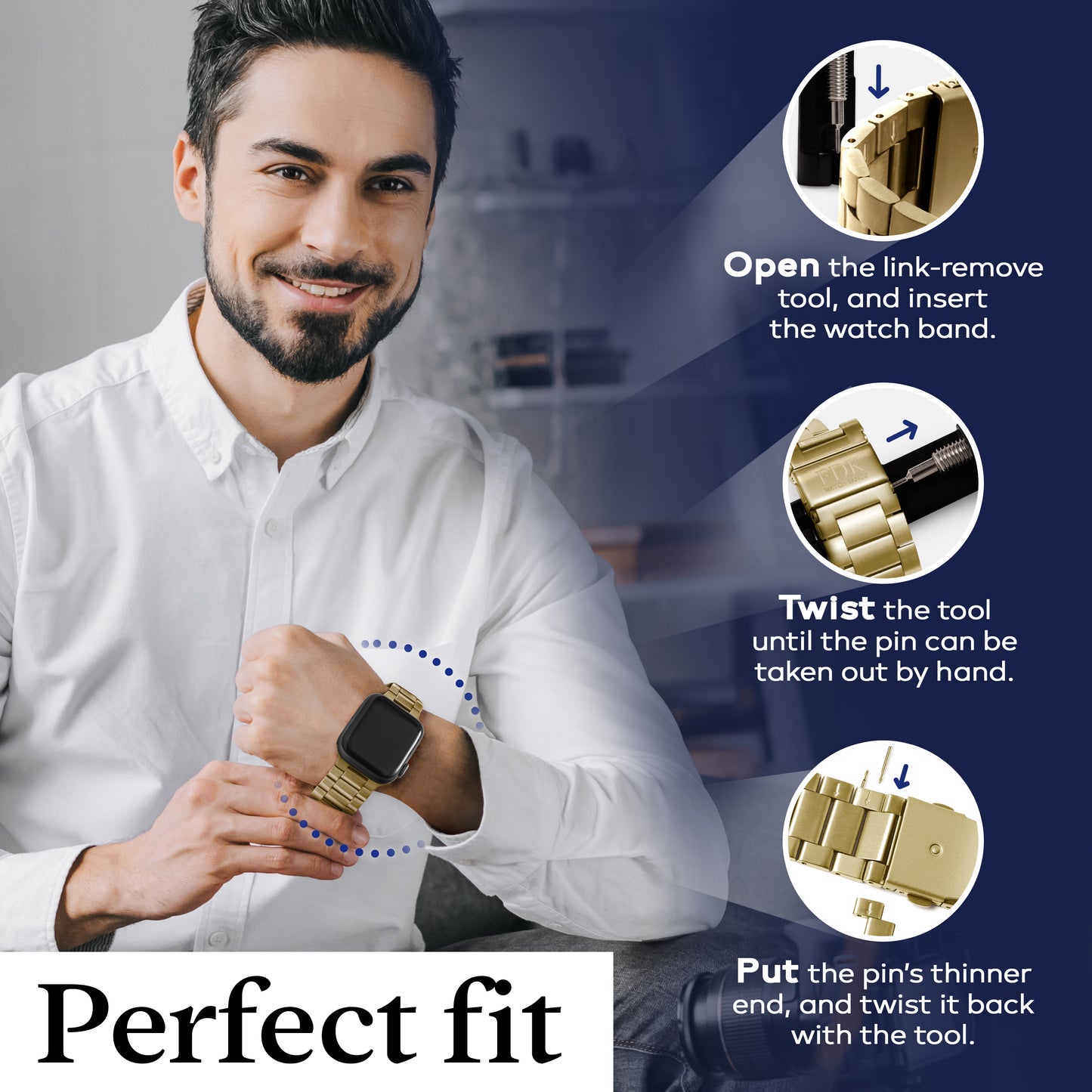 Premium Stainless Steel Watch Band for Apple Watch — 38-45mm Series, Men & Women, Luxury Metal Replacement Strap