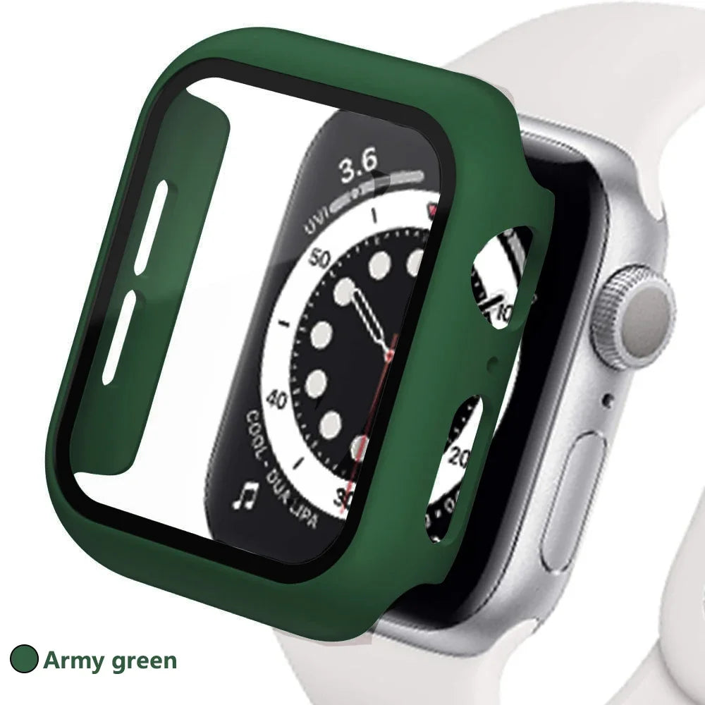 Tempered Glass Screen Protector + Case Cover for Apple Watch Ultra/SE (Series 3–8) – 41mm/44mm/45mm/49mm Compatible,  Watch Case Protector