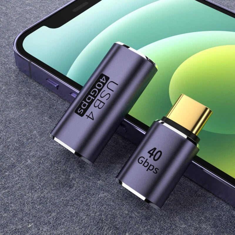 USB-C Right-Angle / U-Shape to USB-C Data & Power Adapter – 40Gbps Fast Data Transfer, Type-C to Type-C Charging Converter
