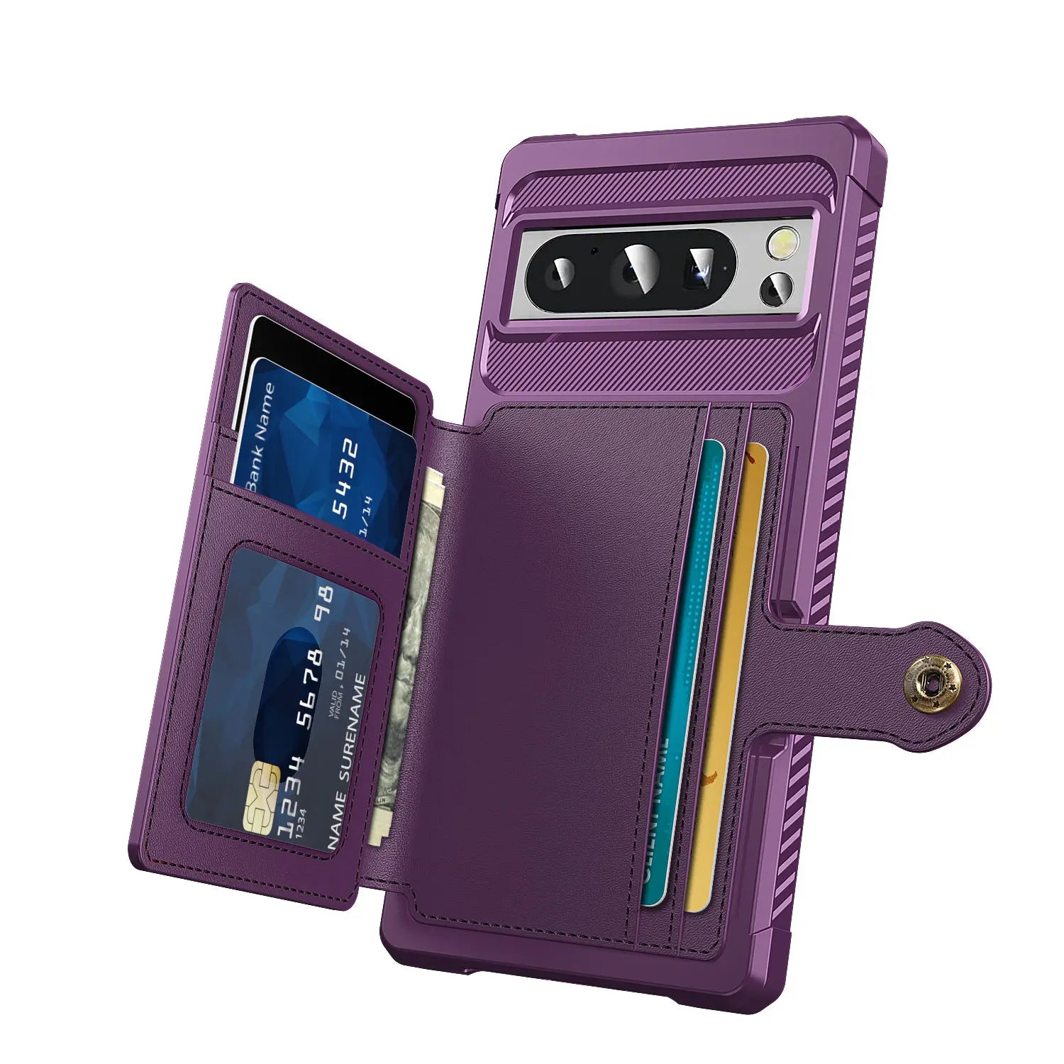 Rugged Leather Flip Wallet Case with Card Holder for Google Pixel 7 Pro, 7A, 8 Pro, and 8 — Heavy-Duty Shockproof Protective Cover