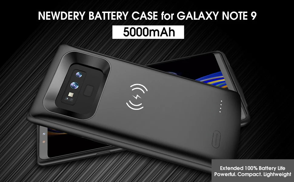Samsung Galaxy Note 9 Battery Case 6500mAh – Wireless Power Bank Cover with Built-in Charger, Spare Battery Pack