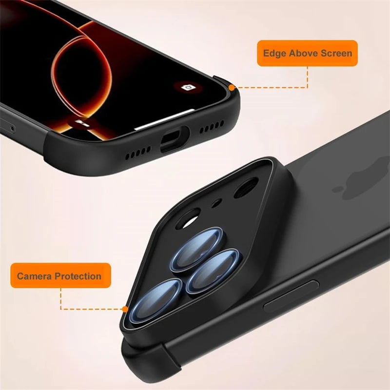 Frameless Corner Camera Lens Protector Case for iPhone 17 Series — Air / Pro / Pro Max, Plus 14/13/12/15/16