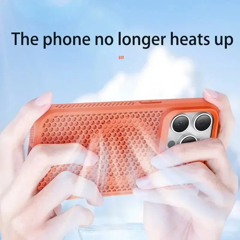 Cooling Phone Case for iPhone 17/16/15/14/13/12 Pro/Max – Breathable Hard Back, Magnetic MagSafe
