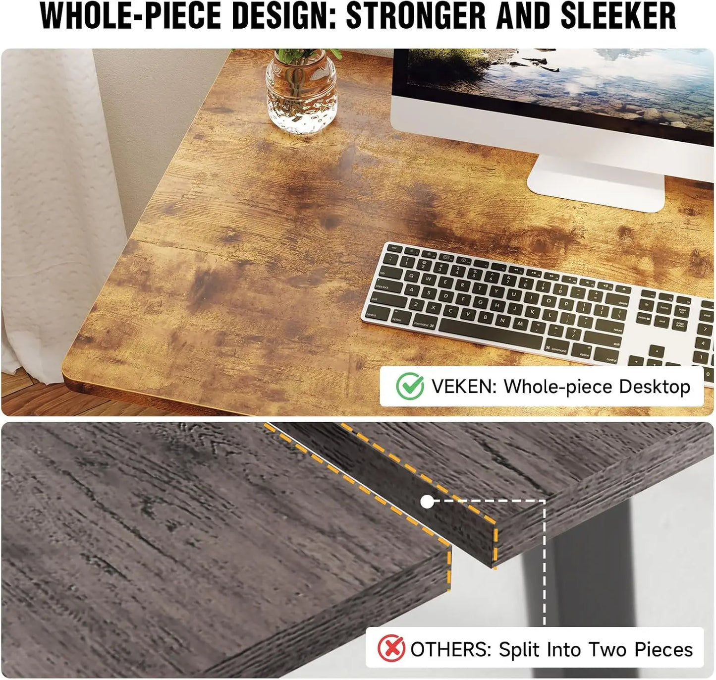 Whole piece 47.2" x 27.6" Standing Desk, 1" Thick, Electric Adjustable Height with Side Storage Pocket