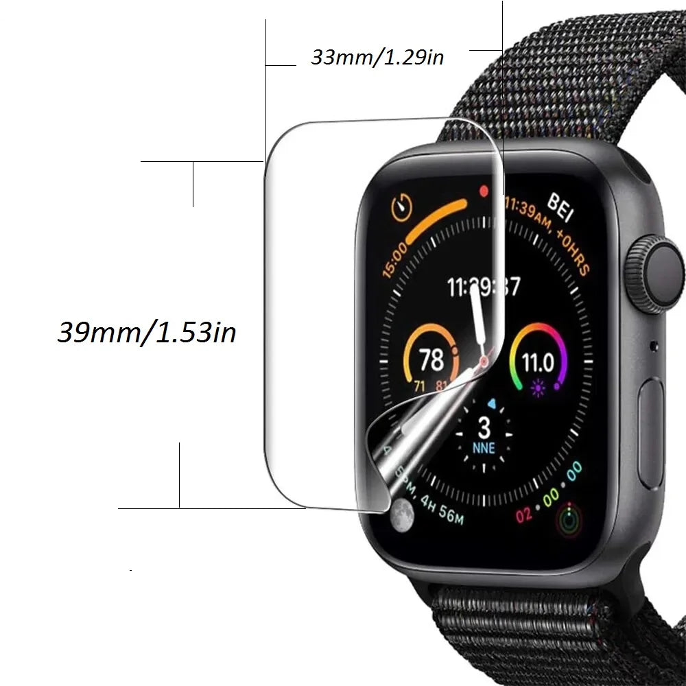 3Pcs TPU / Hydrogel Screen Protector Set for Apple Watch iWatch – Fits 38mm, 40mm, 41mm, 42mm, 44mm, 45mm, 49mm