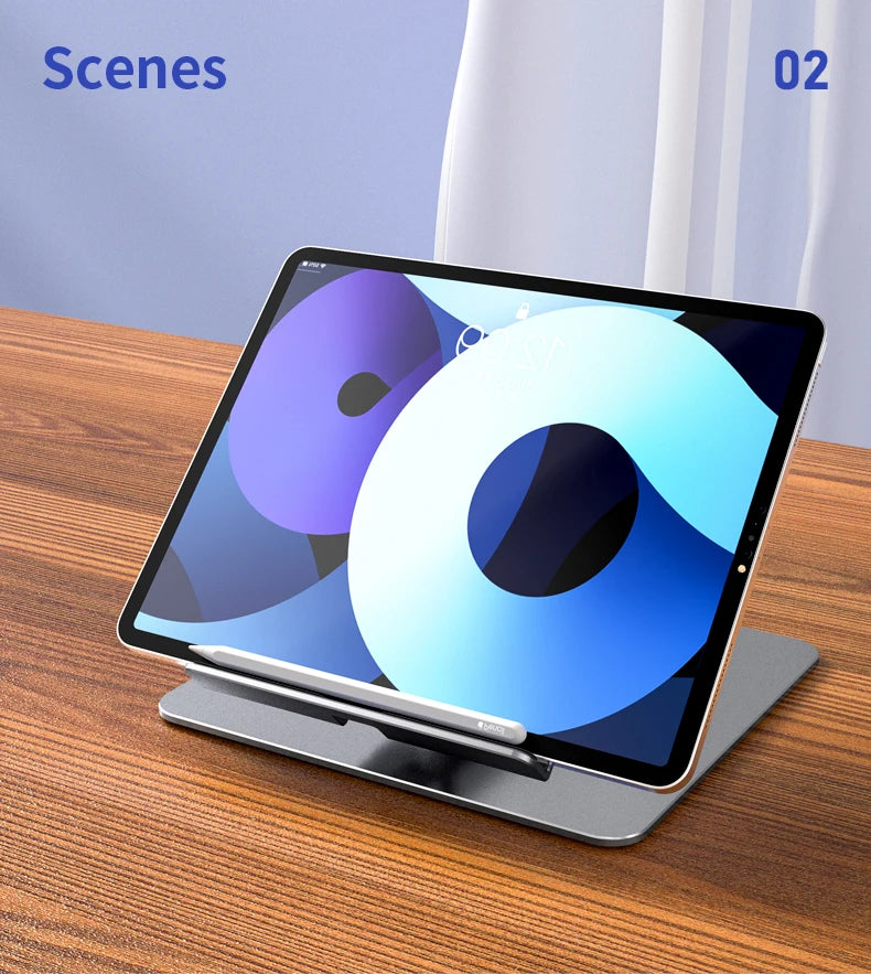 Aluminum Tablet Stand & Desk Riser – 360° Rotatable, Multi-Angle Height Adjustable