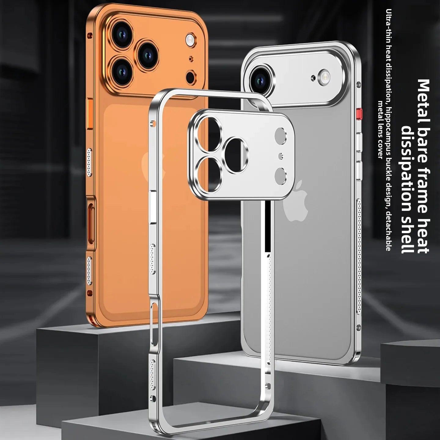 Luxury Original-Color Rugged Aluminum Alloy Slim Frame Case for iPhone 17 Pro Max / 17 Pro / 17 Air – Heat Dissipation, Anti-Drop Protective Cover