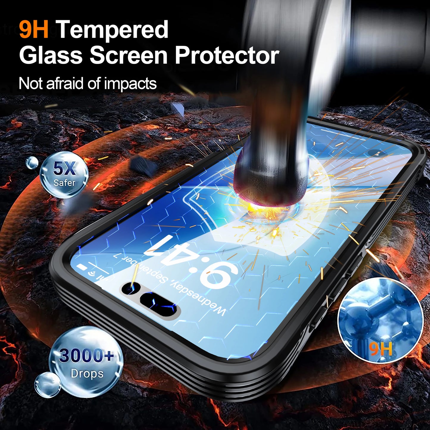 Magnetic Military-Grade Rugged Case for iPhone 17 Pro Max / 17 Pro / 17 Air — Built-In Screen Protector and Durable Body Protection