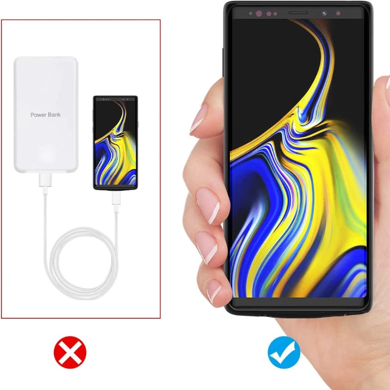 Samsung Galaxy Note 9 Battery Case 6500mAh – Wireless Power Bank Cover with Built-in Charger, Spare Battery Pack
