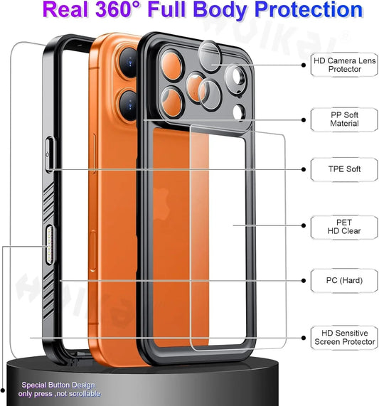 Heavy-Duty IP68 Waterproof Case for iPhone 17 Series (Pro/Max/Air) — Full-Protection, Drop Resistant, All-Round Protective Cover