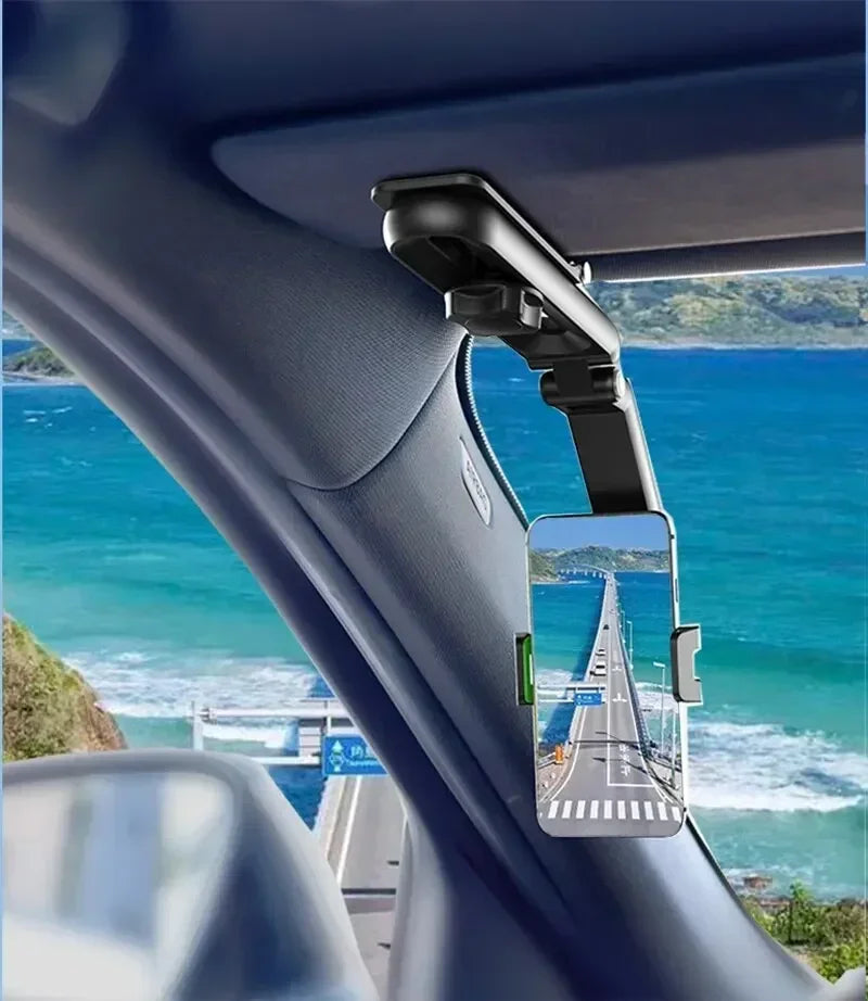360°-Rotating Sun Visor Car Phone Clip Holder – Installation-Friendly Bracket for GPS & Mobile Devices, Vehicle Mount