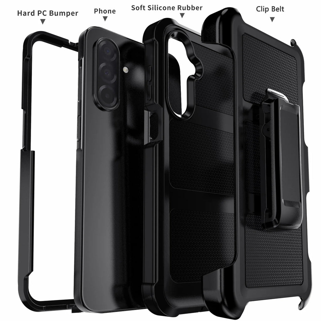 Black Samsung Galaxy A06/A16/A26/A36/A56 Case – Rugged Dual-Layer Shockproof Heavy Duty
