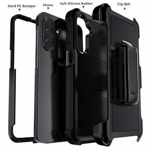 Black Samsung Galaxy A06/A16/A26/A36/A56 Case – Rugged Dual-Layer Shockproof Heavy Duty