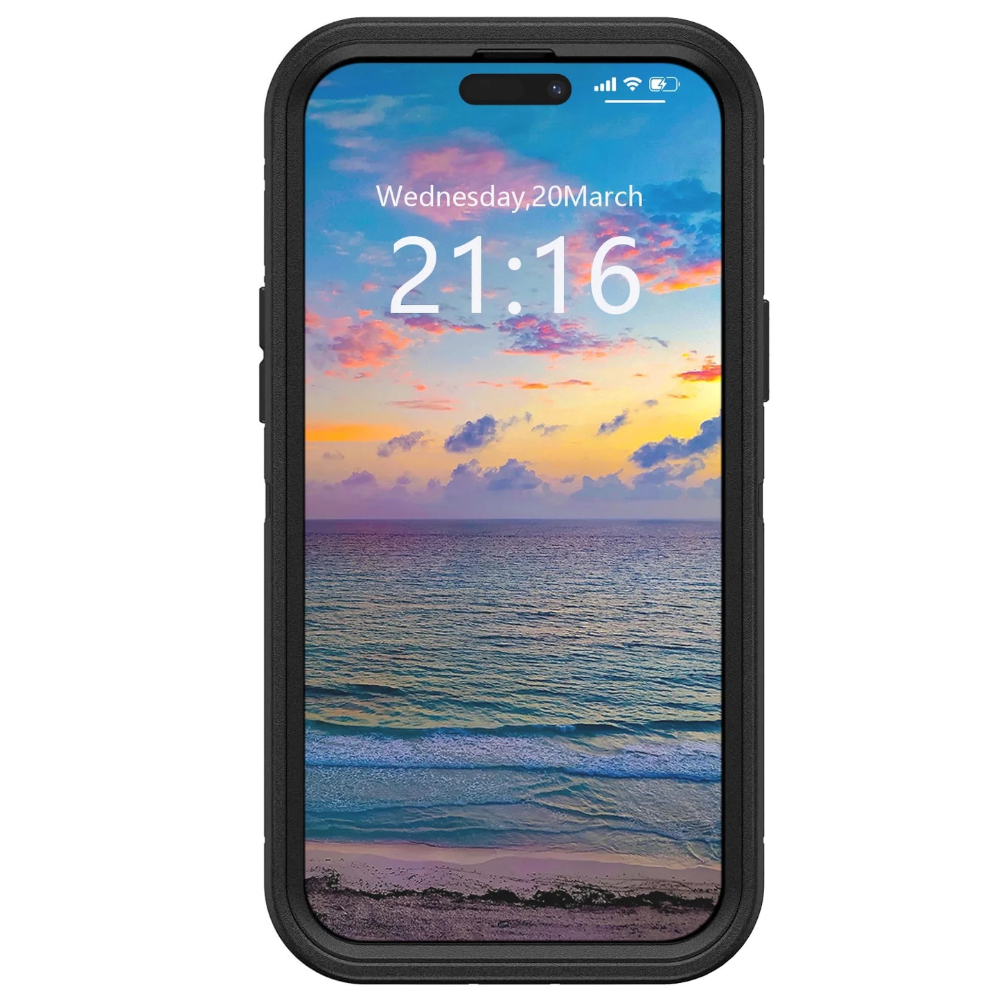 Black 3-Layer Heavy Duty Protective Phone Case for iPhone 15 / 15 Plus / 15 Pro / 15 Pro Max 5G