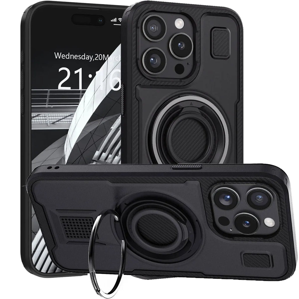Black Hybrid Shockproof Phone Case for iPhone 14 / 14 Plus / 14 Pro / 14 Pro Max