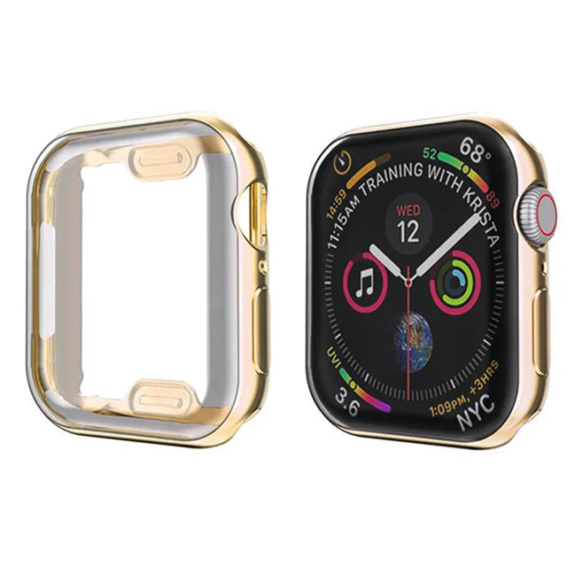 Silicone Bumper Case & Screen Protector for Apple Watch – 44mm/40mm/45mm/41mm/42mm/38mm, iWatch Series 3–9, SE, Non-Slip Guard