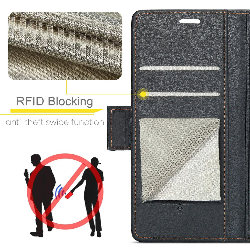 Samsung Galaxy A55 5G / A35 / A25 / A05S (2024) Wallet Case – Card Holder, RFID Blocking, Durable Leather Kickstand Phone Cover
