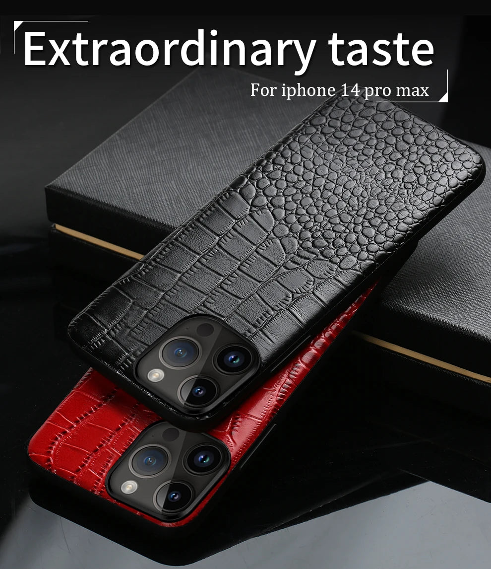Leather Back Cover Case for Apple iPhone Series – 14, 13 Pro Max, 12/11/ Premium Genuine Leather