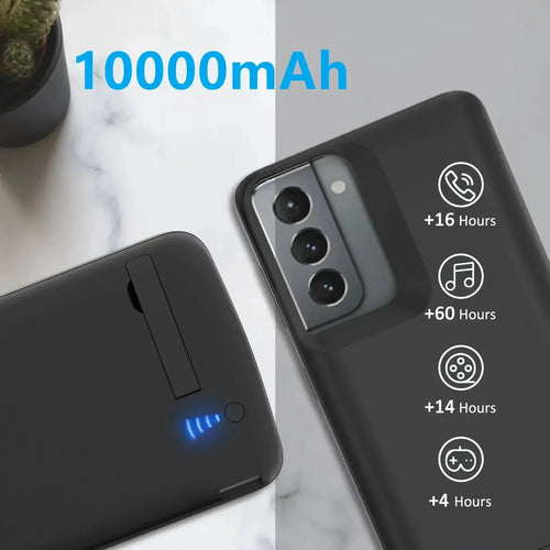 Samsung Galaxy Battery Case 10000mAh – for S10/S20/S21/S22+/ Ultra and Note 8–10 – Power Bank Paddle Back Cover