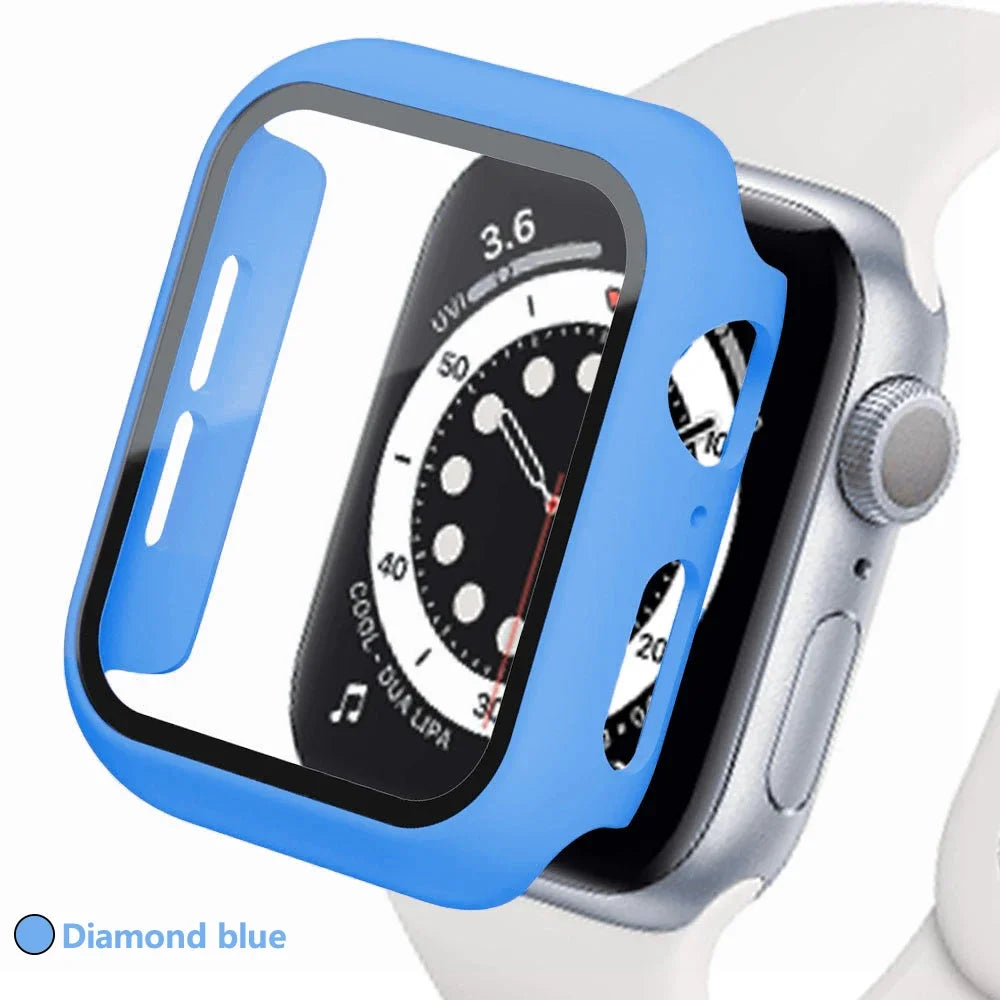 Tempered Glass Screen Protector + Case Cover for Apple Watch Ultra/SE (Series 3–8) – 41mm/44mm/45mm/49mm Compatible,  Watch Case Protector