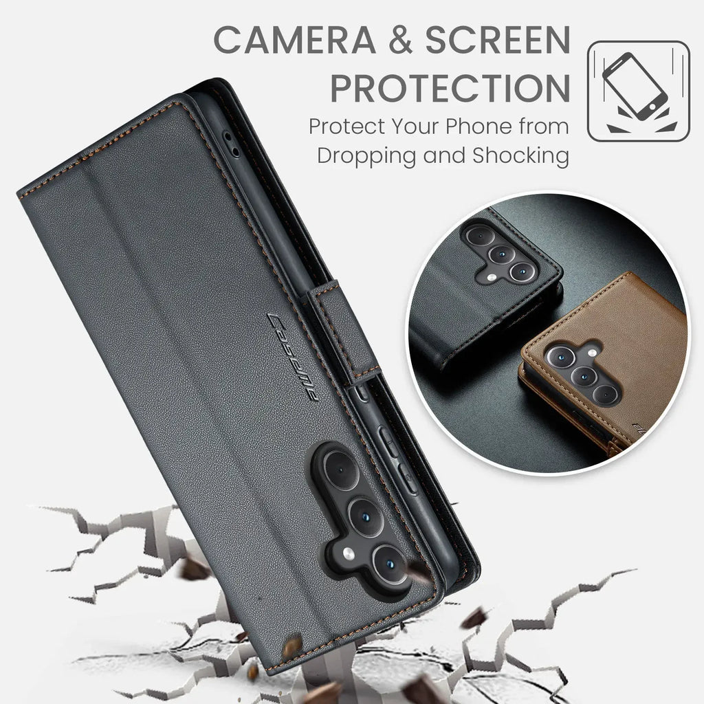 Samsung Galaxy A55 5G / A35 / A25 / A05S (2024) Wallet Case – Card Holder, RFID Blocking, Durable Leather Kickstand Phone Cover