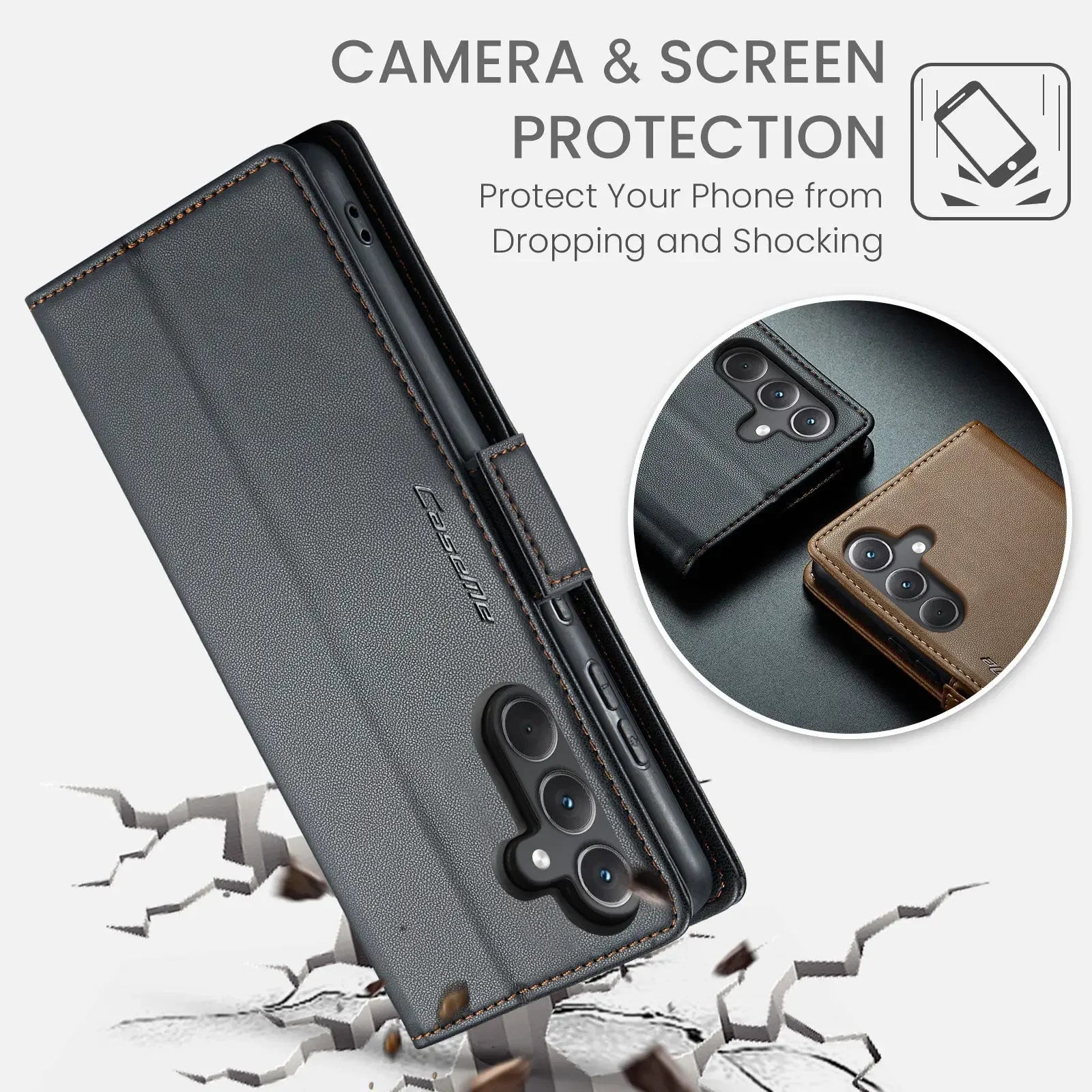 Samsung Galaxy A55 5G / A35 / A25 / A05S (2024) Wallet Case – Card Holder, RFID Blocking, Durable Leather Kickstand Phone Cover