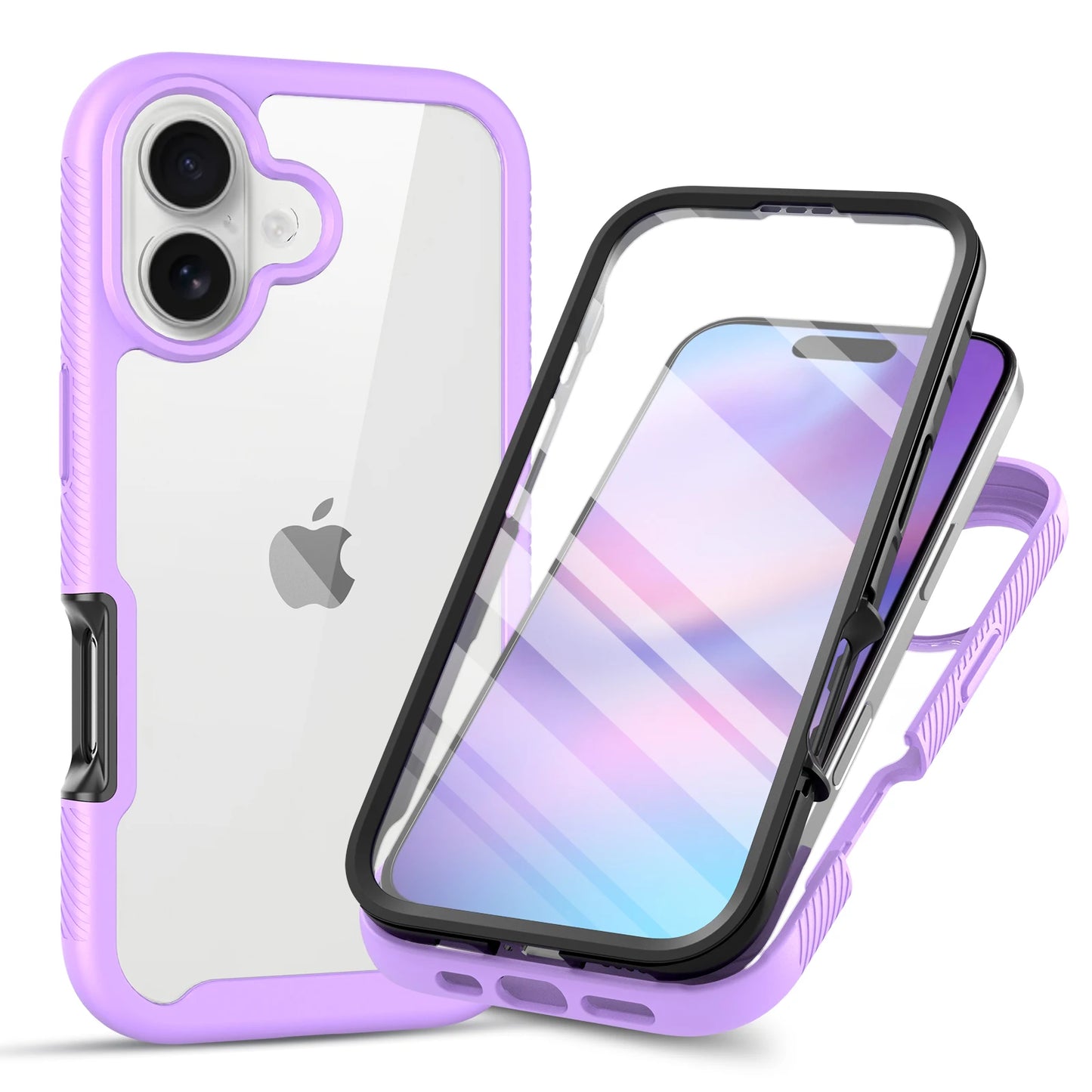 Clear Shock-Resistant Case for iPhone 17 with Integrated Screen Protector — Rugged Defender Shell for iPhone 17
