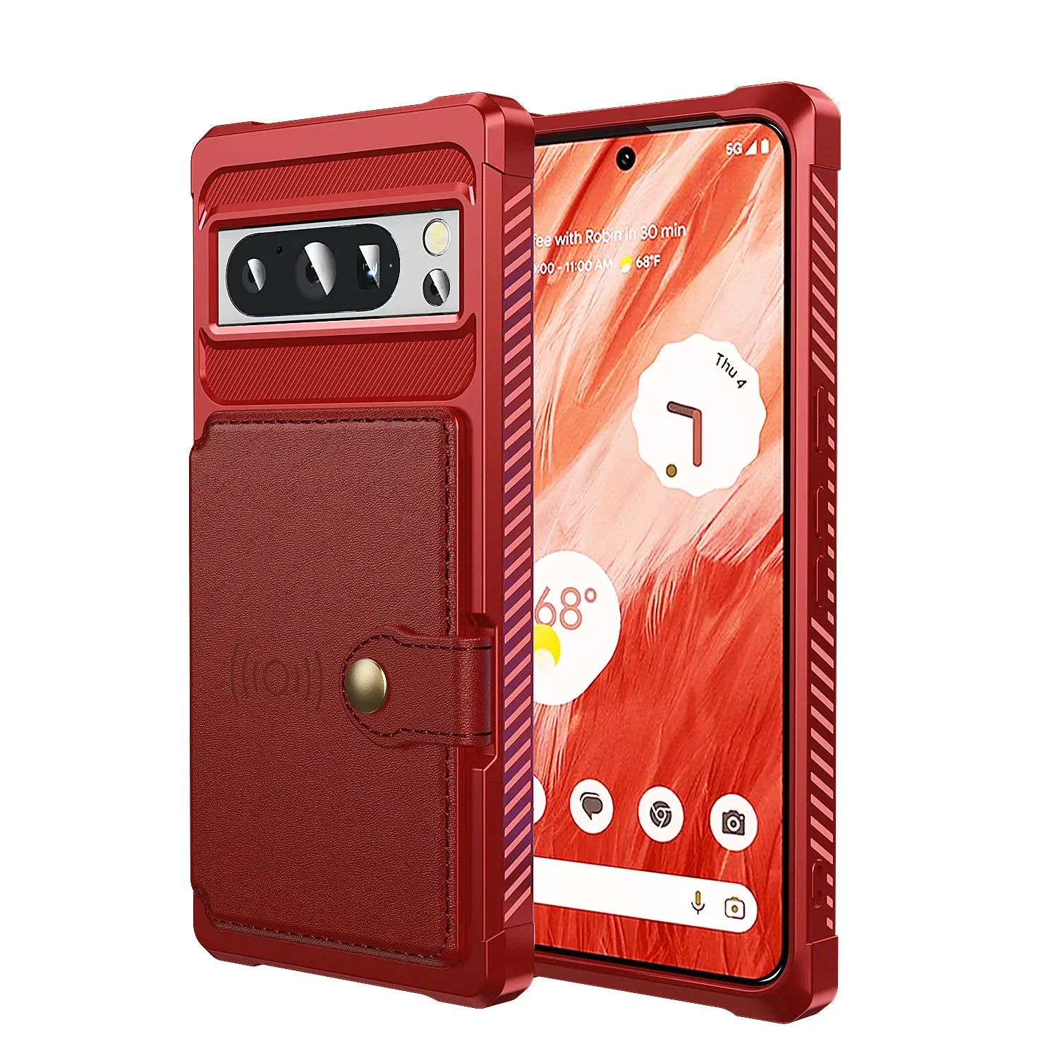 Rugged Leather Flip Wallet Case with Card Holder for Google Pixel 7 Pro, 7A, 8 Pro, and 8 — Heavy-Duty Shockproof Protective Cover