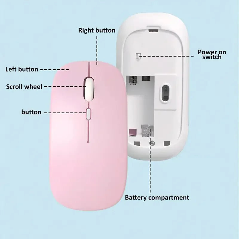 Bluetooth-compatible Wireless Mouse Computer Laptop Mouse Silent Optical Mouse for iPad Samsung Tablet Universal Mice Noiseless
