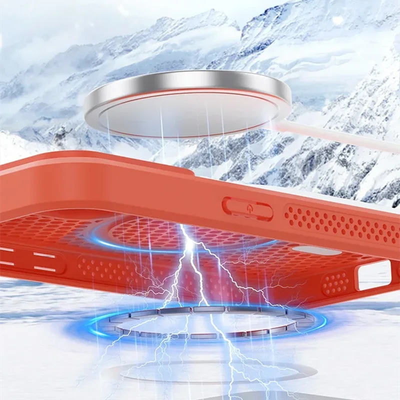 Cooling Phone Case for iPhone 17/16/15/14/13/12 Pro/Max – Breathable Hard Back, Magnetic MagSafe