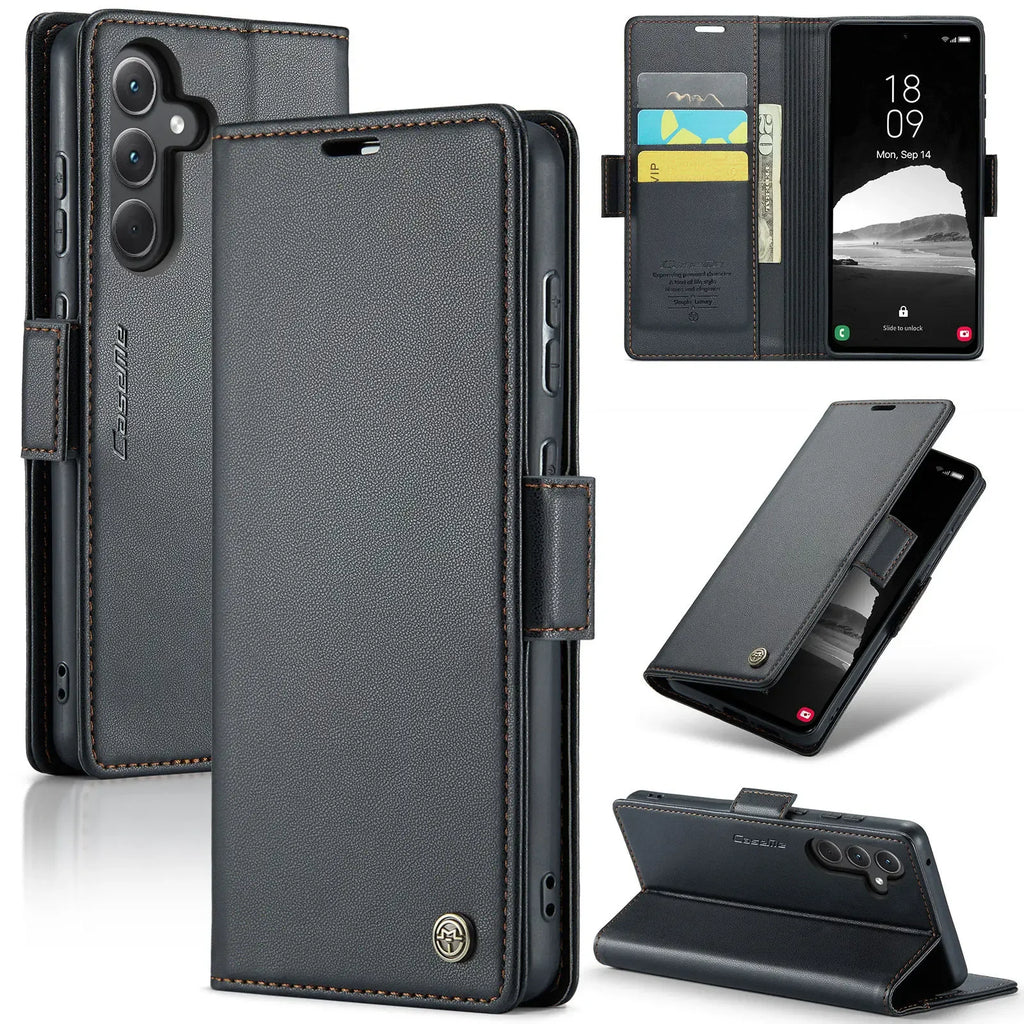 Samsung Galaxy A55 5G / A35 / A25 / A05S (2024) Wallet Case – Card Holder, RFID Blocking, Durable Leather Kickstand Phone Cover