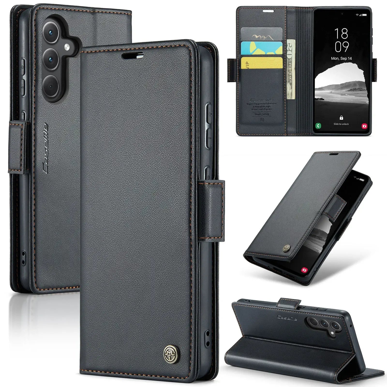 Samsung Galaxy A55 5G / A35 / A25 / A05S (2024) Wallet Case – Card Holder, RFID Blocking, Durable Leather Kickstand Phone Cover