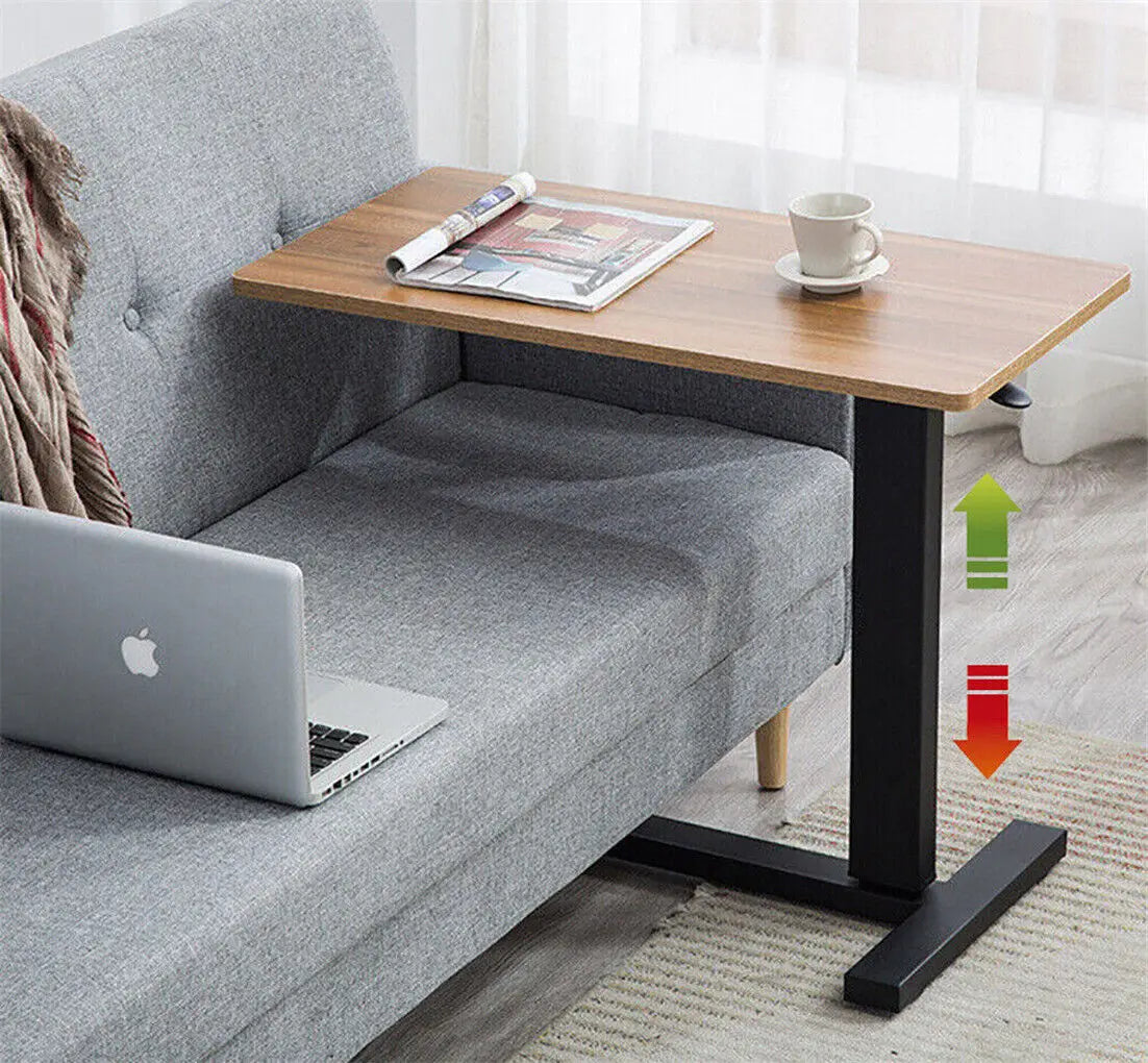 Height-Adjustable Overbed Table: Hidden Wheels & Bedside Laptop Desk