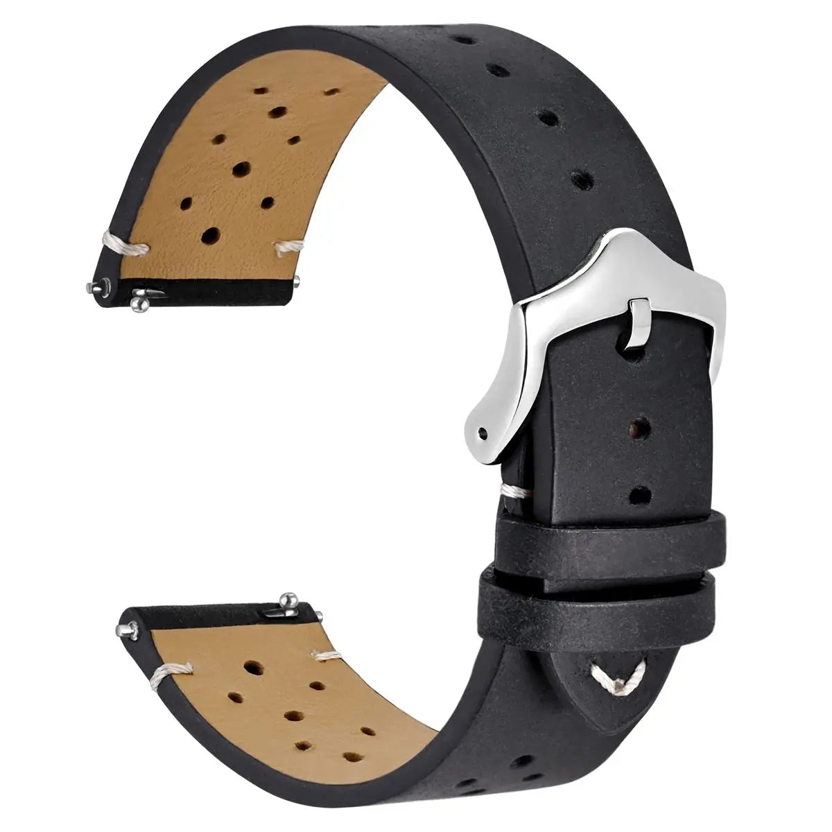 Genuine Leather Watch Bands – 18mm/20mm/22mm Quick Release Vintage Strap for Men & Women, Green/Black/Brown/Blue