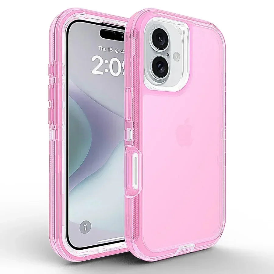 3-in-1 Hybrid Armor Phone Case for iPhone 16E/16/15/14/Plus/13/12/11 Pro Max | Shockproof Rugged Protection Cover