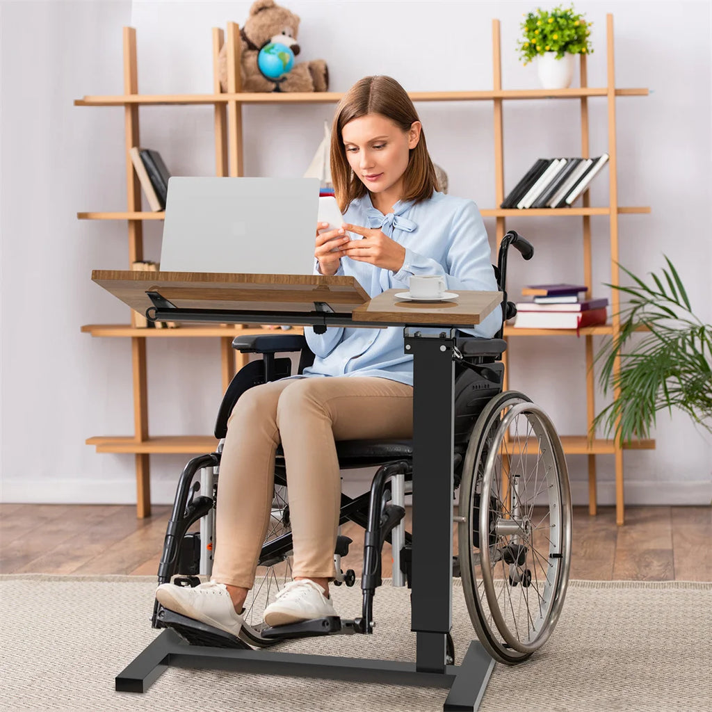 Height-Adjustable Overbed Table: Hidden Wheels & Bedside Laptop Desk