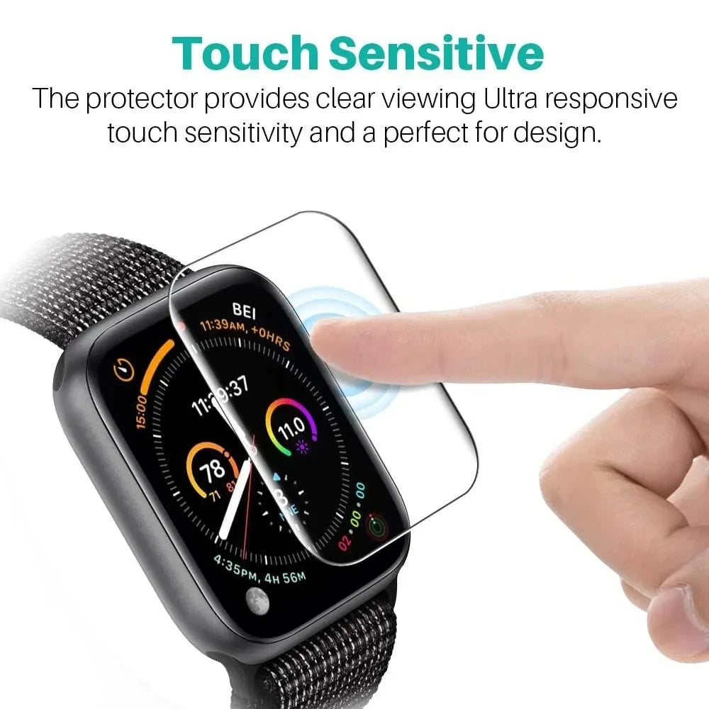 3Pcs TPU / Hydrogel Screen Protector Set for Apple Watch iWatch – Fits 38mm, 40mm, 41mm, 42mm, 44mm, 45mm, 49mm