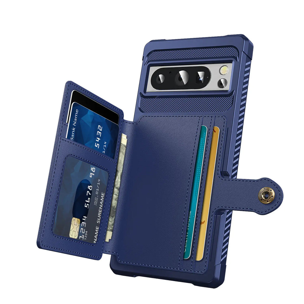 Rugged Leather Flip Wallet Case with Card Holder for Google Pixel 7 Pro, 7A, 8 Pro, and 8 — Heavy-Duty Shockproof Protective Cover