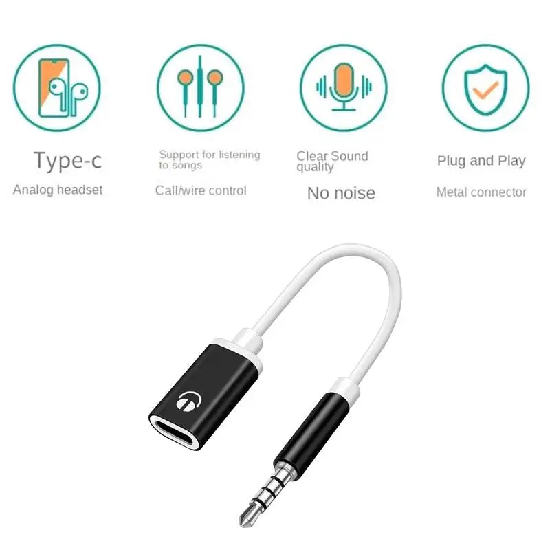 Type-C to 3.5mm Headphone Converter – 3.5mm Male to USB-C Female Audio Adapter for MP3 Players, Laptops, and Tablets