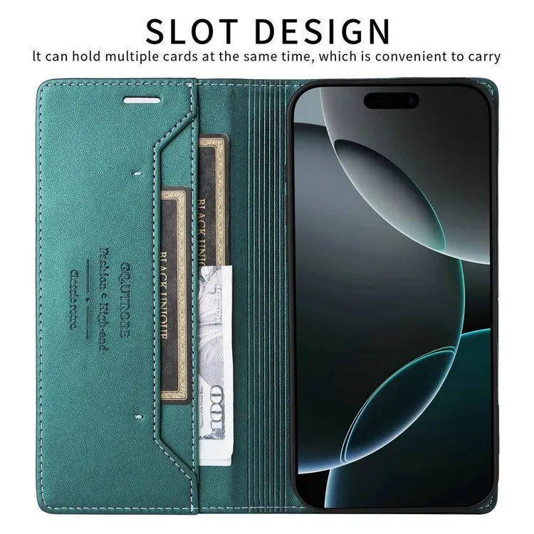 Premium Leather Book Case for iPhone 17 Pro/Pro Max/17 Air — RFID Wallet Cover, Luxury Coque Folio, 5G Protection, ProMax Wallet Fundas