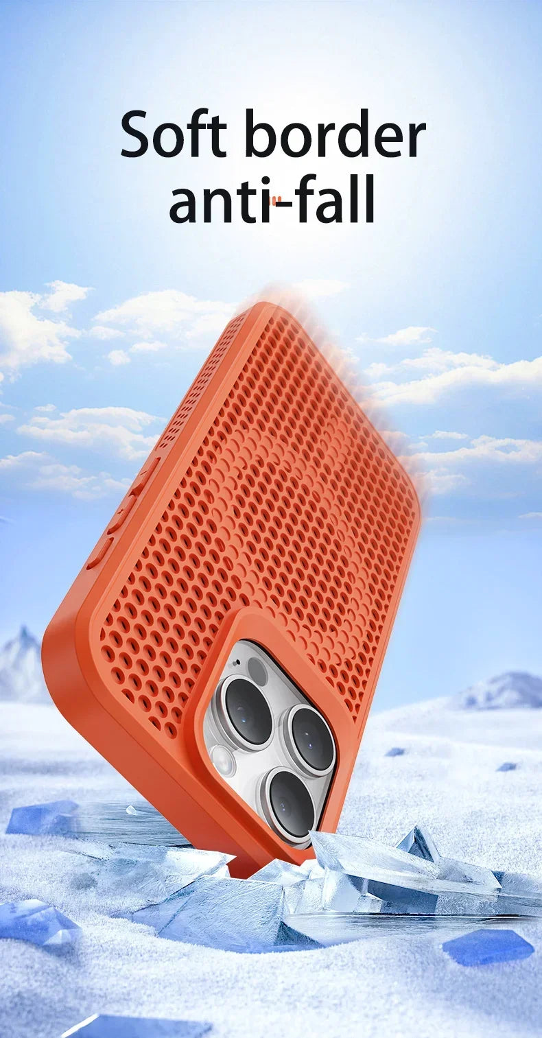 Cooling Phone Case for iPhone 17/16/15/14/13/12 Pro/Max – Breathable Hard Back, Magnetic MagSafe